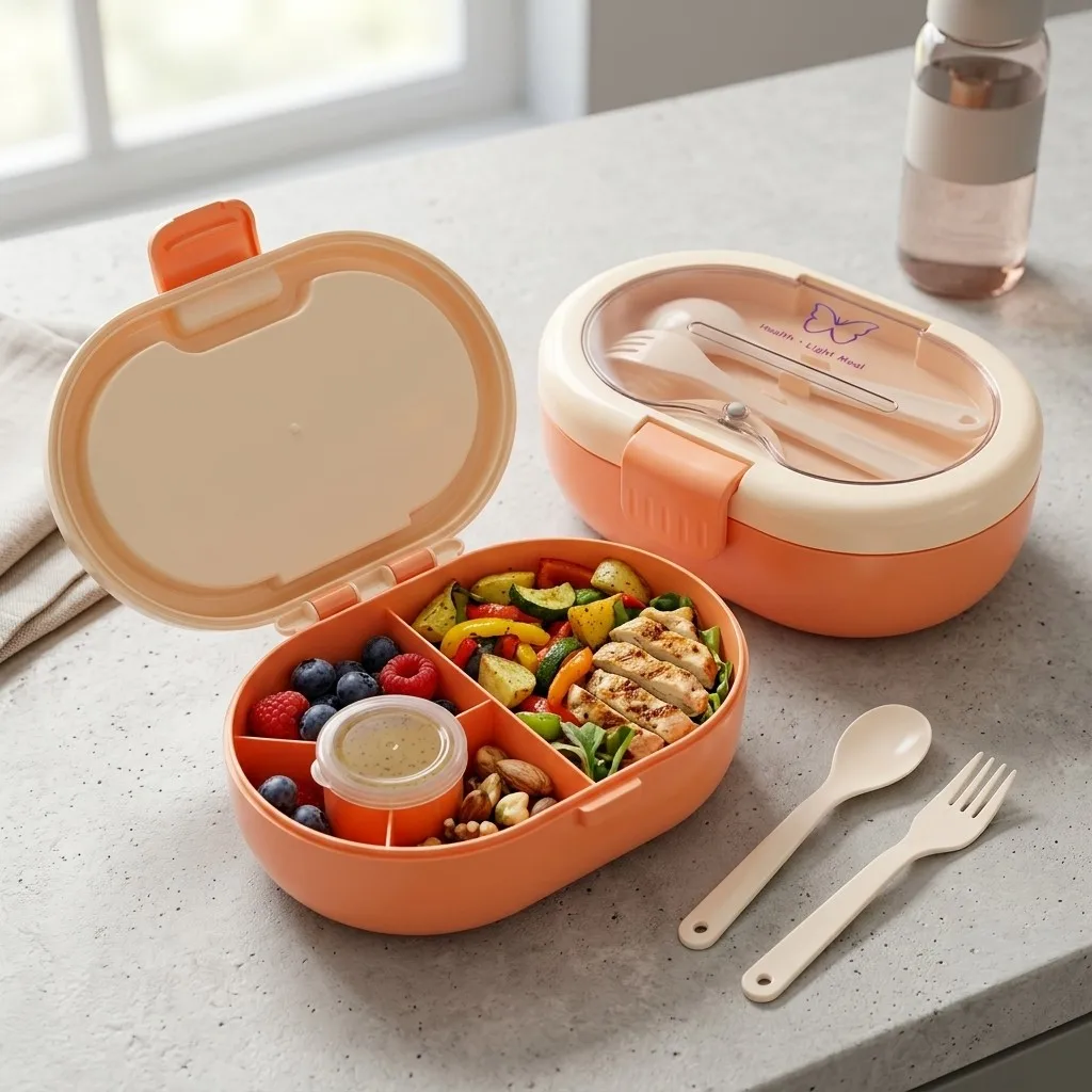 Food Storage With Dividers - علبة طعام بلاستيكية بتصميم 
