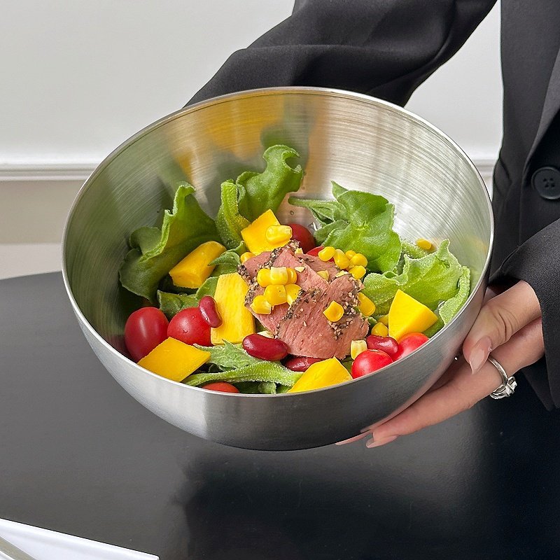وعاء سلطة ذهبي وفضي من الفولاذ - مراجعة Food Storage Meals وسعره